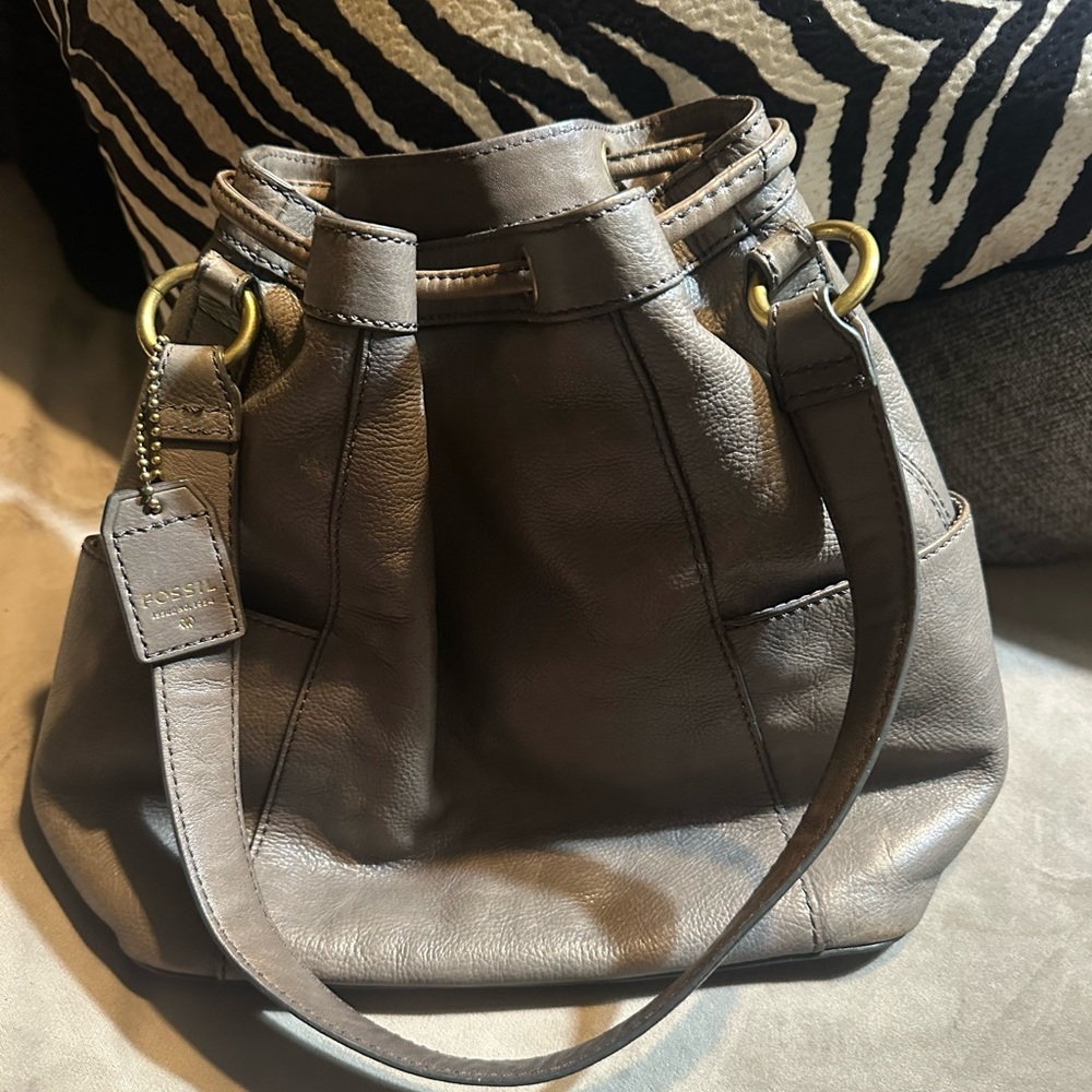 Fossil Taupe Leather Fossil Hobo Bag